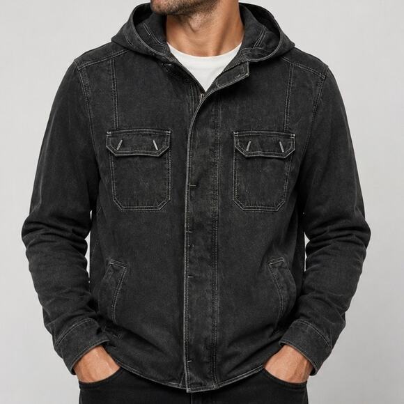 ALLSAINTS Jackets & Blazers - ALLSAINTS | Charcoal White Hooded Utility Jacket Minimalist Outerwear | Medium